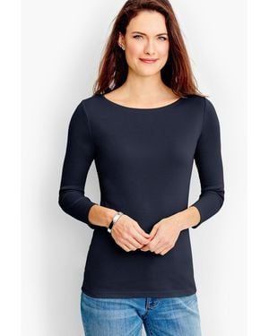 Talbots Pima Cotton Bateau Neck T-shirt - Blue