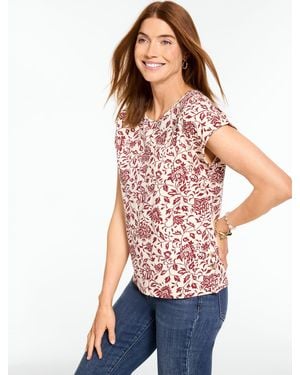 Talbots Side Button Knit Top - Red