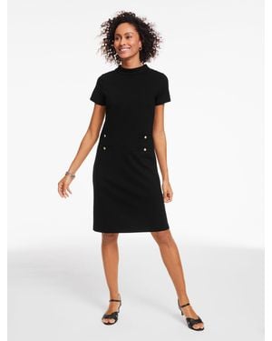 Talbots Luxe Ponte Short Sleeve Shift Dress - Black