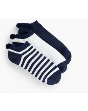 Talbots Three Pair Pom Pom Socks - Blue
