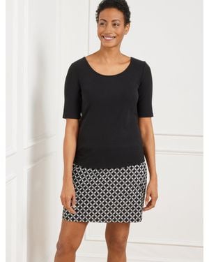 Talbots Keyhole Back Ribbed T-shirt - Black