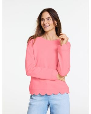 Talbots Scalloped French Terry Sweatshirt - Pink