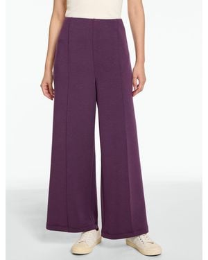 Talbots Airknit Stretch Ribbed High Waist Wide Leg Pants - Purple