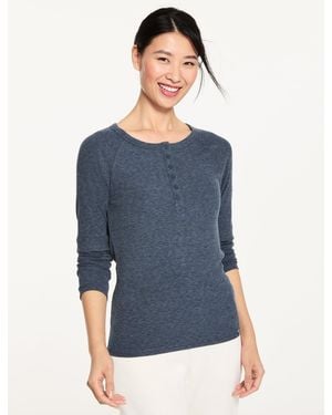 Talbots Ribbed Henley T-shirt - Blue