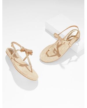 Talbots Irina Bow Metallic Nappa Espadrille Sandals - Natural