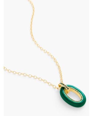 Talbots Oval Enamel Pavé Pendant Necklace - Multicolour