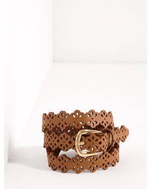 Talbots Perforated Flower Belt - Brown