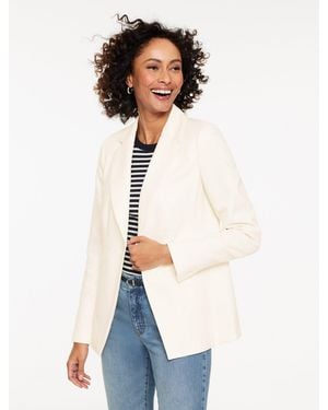 Talbots Single Button Twill Blazer - White