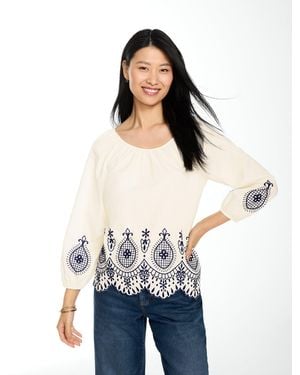 Talbots Embroidered Poplin Top - Blue