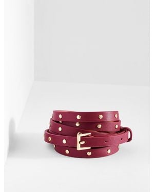 Talbots Studded Double Wrap Leather Belt - Blue