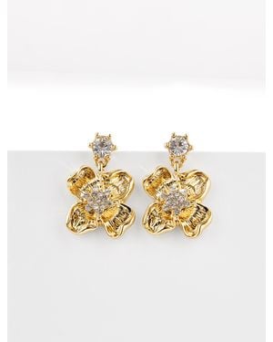 Talbots Tidy Flowers Drop Earrings - Metallic