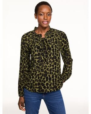 Talbots Tie Neck Top - Green