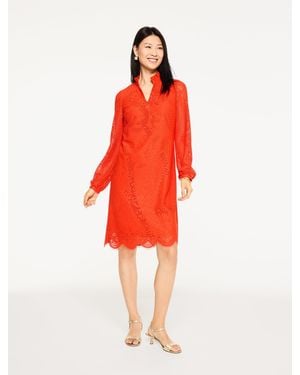 Talbots Coastal Lace Ruffle Shift Dress - Red