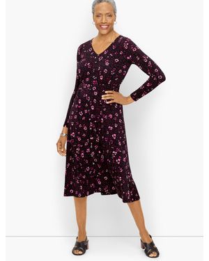 Talbots Abstract Animal Jersey Midi Dress - Purple