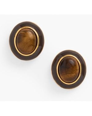 Talbots Delicate Tiger's Eye Stud Earrings - Metallic