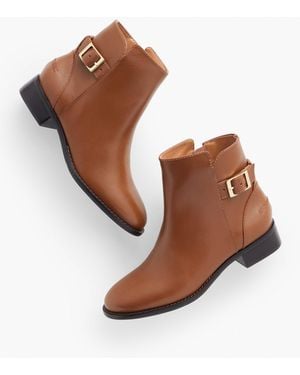 Talbots Tish Leather Buckle Ankle Boots - Brown