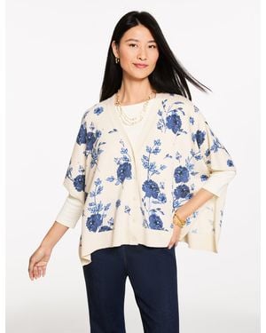 Talbots Rosette Charm Poncho - White