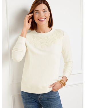 Talbots Circle Lace Crewneck Sweatshirt - White