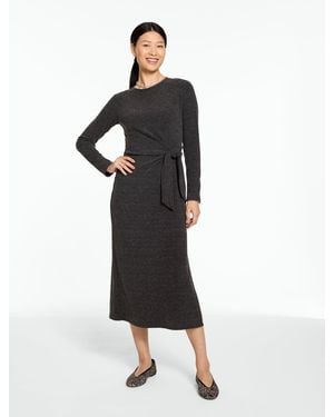Talbots Ribbed Side Tie Jersey Midi Dress - Black