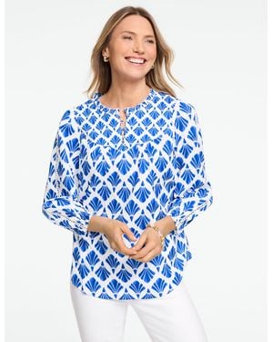 Talbots Pintuck Lace Voile Top - Blue