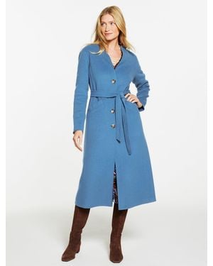 Talbots Belted Wool Blend Coat - Blue