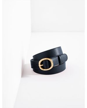 Talbots Bamboo Buckle Leather Belt - Blue