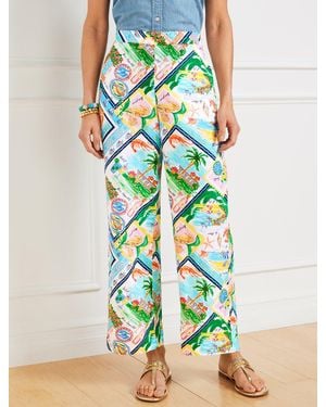 Talbots Wide Ankle Linen Cotton Pants - Green