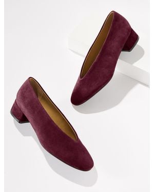Talbots Winona Suede Block Heel Pumps - Purple