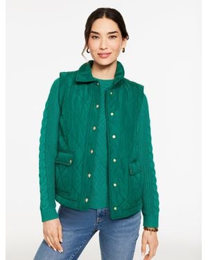 Talbots Quilted Barn Vest - Green