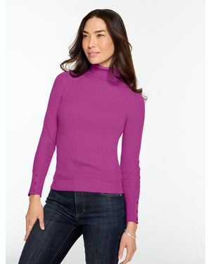 Talbots Ribbed Turtleneck Pullover Sweater - Purple