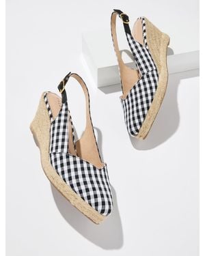 Talbots Vivi Slingback Gingham Espadrille Wedges - White