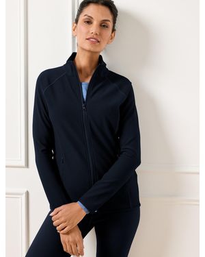 Talbots Soft Stretch Ribbed Full Zip Jacket - Blue