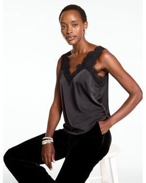 Talbots Soft Satin Charmeuse Lace Shell Jumper - Black