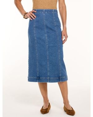 Talbots Knit Denim Midi Skirt - Blue
