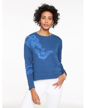 Talbots Embroidered French Terry Sweatshirt - Blue
