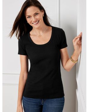 Talbots Ribbed Scoop Neck T-shirt - Black