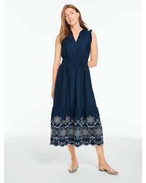 Talbots Eyelet Poplin Fit & Flare Dress - Blue