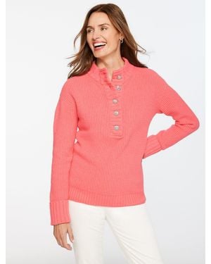 Talbots Jewel Button Henley Sweater - Pink
