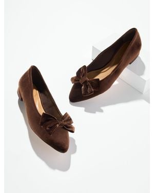 Talbots Edison Velvet Bow Flats - Brown