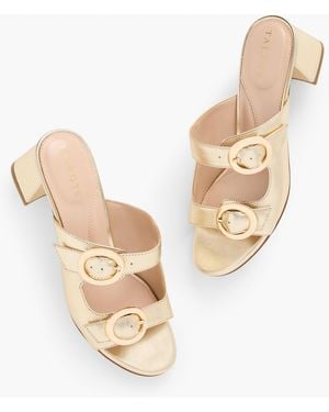 Talbots Millie Straps Metallic Nappa Block Heel Sandals - Natural