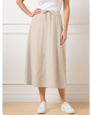 Talbots Lightweight Woven Stretch Midi Skirt - Natural