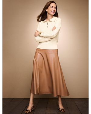 Talbots Faux Leather Fit & Flare Skirt - Brown