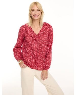 Talbots Pintuck Ruffle Voile Top - Red