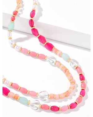 Talbots Delightful Beaded Layer Necklace - Pink