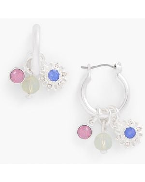 Talbots Sparkling Starburst Charm Hoop Earrings - White