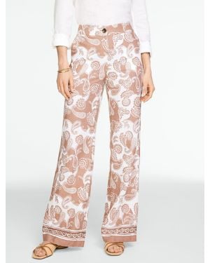 Talbots Linen Wide Leg Trousers - Pink