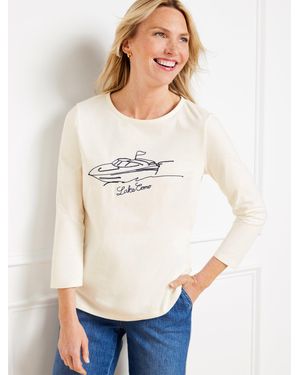 Talbots Embroidered Boat Crewneck T-shirt - White