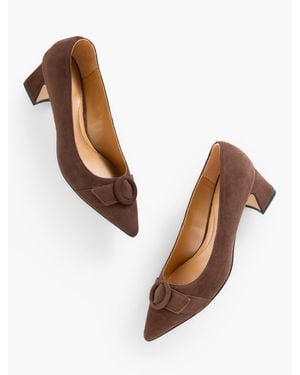 Talbots Edith Suede Flare Heel Court Shoes - White
