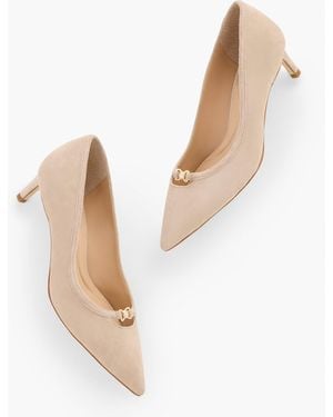 Talbots Elena Suede Pointed Toe Court Shoes - White