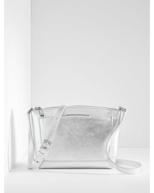 Talbots Darcy Metallic Pebble Leather Crossbody Bag - White